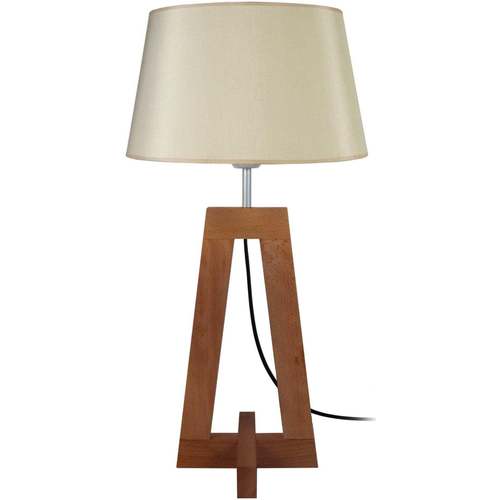 Maison & Déco Lampes de bureau Tosel Lampe de chevet colonne bois foncé et créme Marron