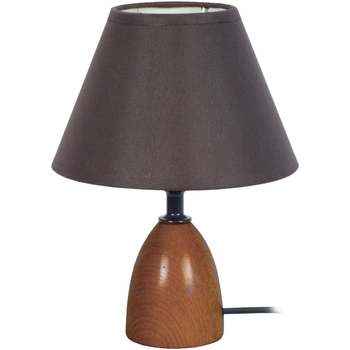 Maison & Déco Lampes de bureau Tosel Lampe de chevet conique bois foncé et marron Marron