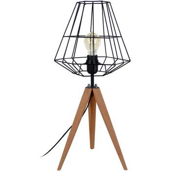 Calvin Klein Jea Lampes de bureau Tosel Lampe a poser trépied bois foncé et noir Marron