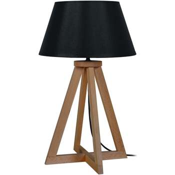 Maison & Déco Lampes de bureau Tosel Lampe de chevet colonne bois foncé et noir Marron