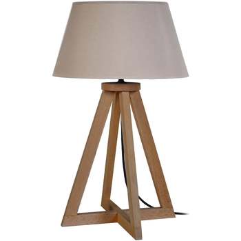 Tosel Lampe de chevet colonne bois foncé et taupe Marron - Maison & Déco  Lampes de bureau 79,00 €