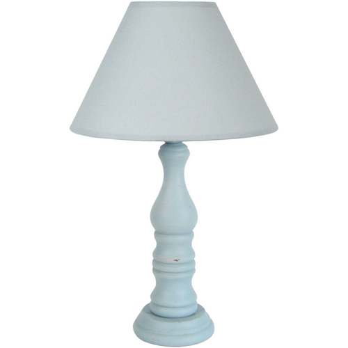 Flora And Co Lampes de bureau Tosel Lampe de chevet colonne bois gris bleu Gris