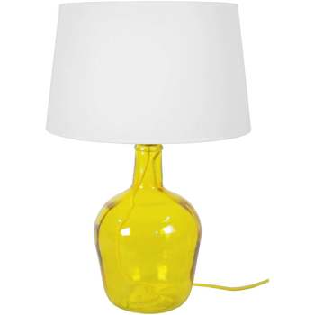 Maison & Déco Lampes de bureau Tosel Lampe a poser bouteille verre jaune et blanc Jaune
