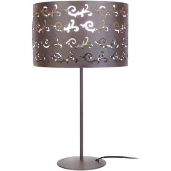 Suspension Conique Tissu Taupe Lampes de bureau Tosel Lampe a poser droit métal marron Marron