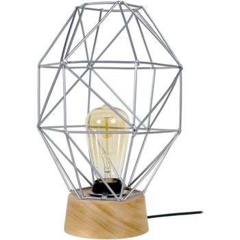 Maison & Déco Lampes de bureau Tosel Lampe de chevet géométrique bois naturel  et aluminium Beige