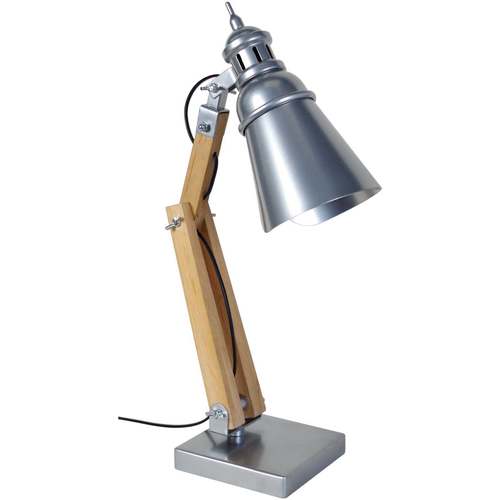 Maison & Déco Lampes de bureau Tosel Lampe de bureau articulé bois naturel  et aluminium Beige