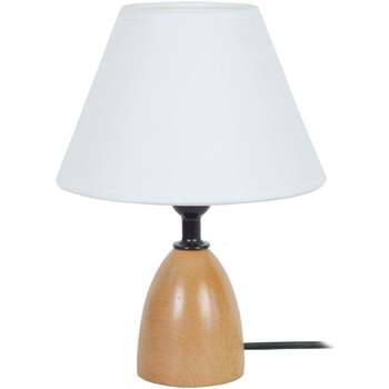 Maison & Déco Lampes de bureau Tosel Lampe de chevet conique bois naturel et blanc Beige