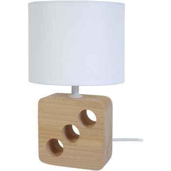 Maison & Déco Lampes de bureau Tosel Lampe de chevet carré bois naturel et blanc Beige
