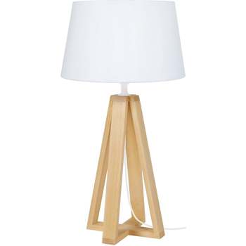 Maison & Déco Lampes de bureau Tosel Lampe de chevet colonne bois naturel et blanc Beige