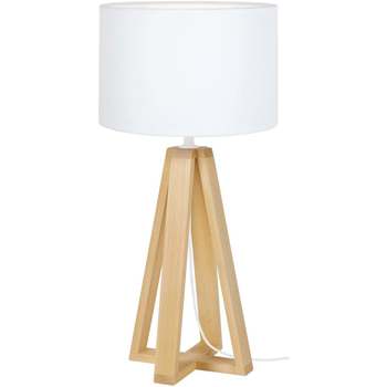 Maison & Déco Lampes de bureau Tosel Lampe de chevet colonne bois naturel et blanc Beige