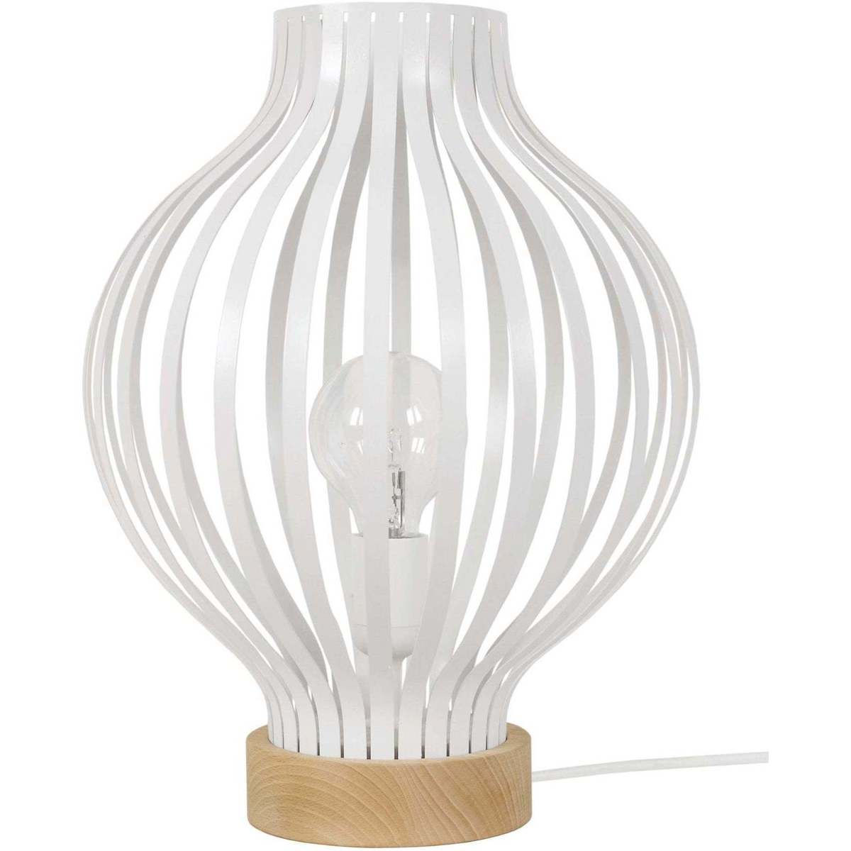 Maison & Déco Lampes de bureau Tosel Lampe a poser ovale métal naturel et blanc Beige