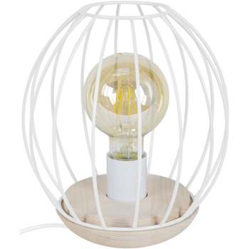 Maison & Déco Lampes de bureau Tosel Lampe de chevet filaire bois naturel et blanc Beige