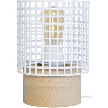 Maison & Déco Lampes de bureau Tosel Lampe de chevet cylindrique bois naturel et blanc Beige