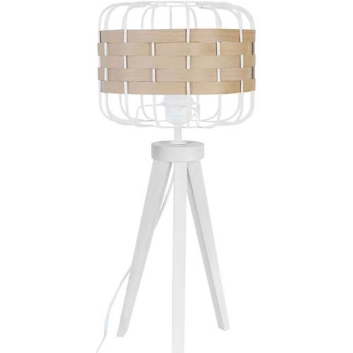 Calvin Klein Jea Lampes de bureau Tosel Lampe a poser trépied bois naturel et blanc Beige