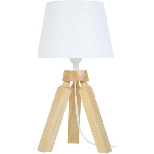 Maison & Déco Lampes de bureau Tosel Lampe de chevet trépied bois naturel et blanc Beige