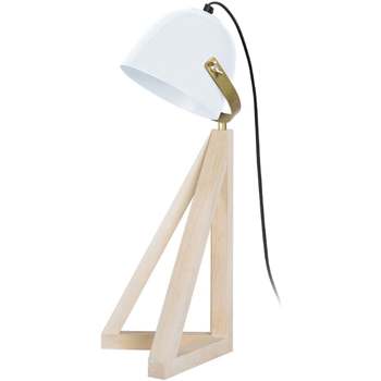 Maison & Déco Lampes de bureau Tosel Lampe de bureau dôme bois naturel et blanc Beige