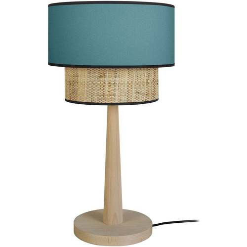Maison & Déco Lampes de bureau Tosel Lampe a poser droit bois naturel et bleu Beige