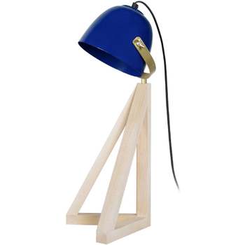 Lampes de bureau Lampes de bureau Tosel Lampe de bureau dôme bois naturel et bleu Beige