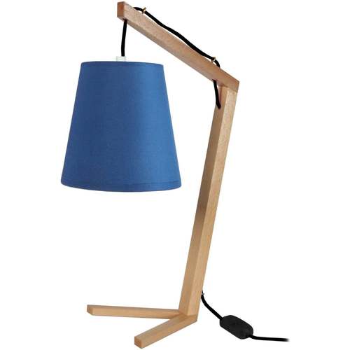 Maison & Déco Lampes de bureau Tosel Lampe de chevet arqué bois naturel et bleu Beige
