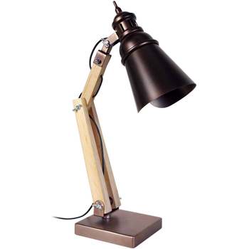 Maison & Déco Lampes de bureau Tosel Lampe de bureau articulé bois naturel et bronze Beige