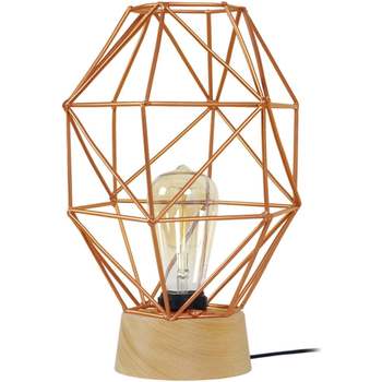 Maison & Déco Lampes de bureau Tosel Lampe de chevet géométrique bois naturel et cuivre Beige