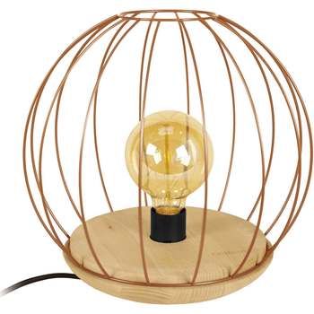 Suspension Conique Tissu Taupe Lampes de bureau Tosel Lampe de chevet filaire bois naturel et cuivre Beige