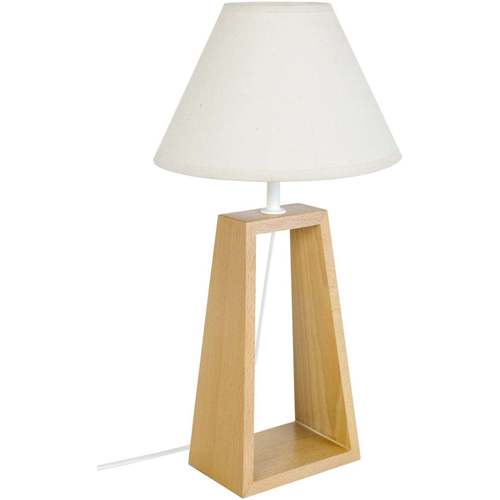Maison & Déco Lampes de bureau Tosel Lampe de chevet colonne bois naturel et écru Beige