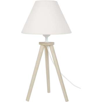 Calvin Klein Jea Lampes de bureau Tosel Lampe de chevet trépied bois naturel et écru Beige