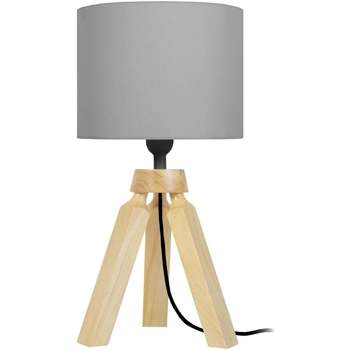 Maison & Déco Lampes de bureau Tosel Lampe de chevet trépied bois naturel et gris Beige