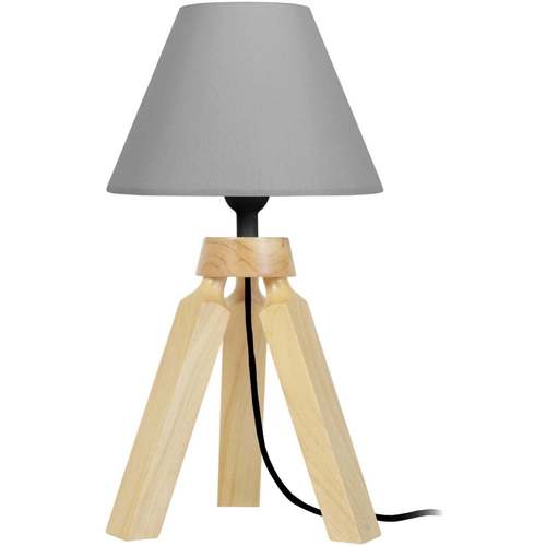 Sandales et Nu-pieds Lampes de bureau Tosel Lampe de chevet trépied bois naturel et gris Beige