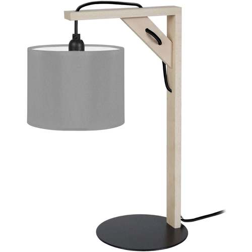 Maison & Déco Lampes de bureau Tosel Lampe de chevet carré bois naturel et gris Beige