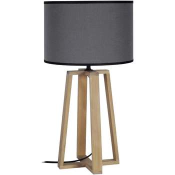 Maison & Déco Lampes de bureau Tosel Lampe de chevet colonne bois naturel et gris Beige