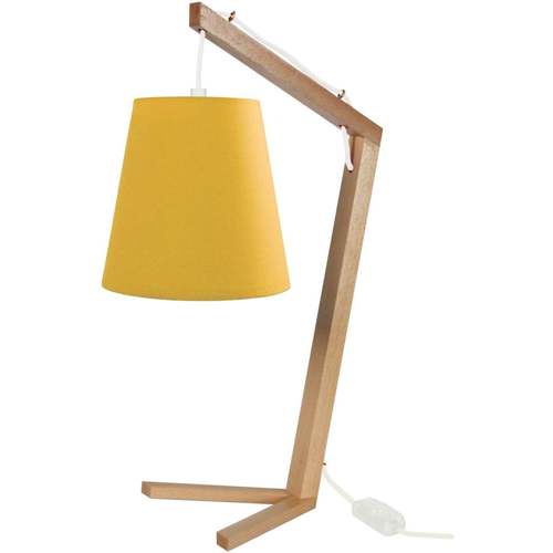 Maison & Déco Lampes de bureau Tosel Lampe de chevet arqué bois naturel et jaune Beige