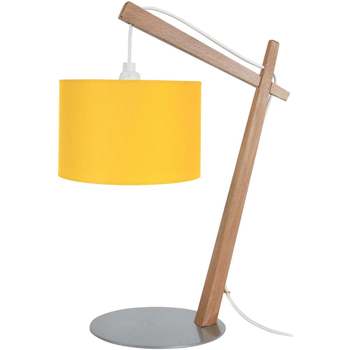 Maison & Déco Lampes de bureau Tosel Lampe de chevet arqué bois naturel et jaune Beige