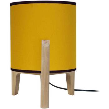 Maison & Déco Lampes de bureau Tosel Lampe de chevet trépied bois naturel et jaune Beige