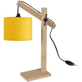 Maison & Déco Lampes de bureau Tosel Lampe de bureau articulé bois naturel et jaune Beige