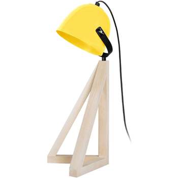 Maison & Déco Lampes de bureau Tosel Lampe de bureau dôme bois naturel et jaune Beige