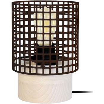Maison & Déco Lampes de bureau Tosel Lampe de chevet cylindrique bois naturel et marron Beige