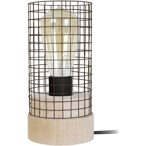Maison & Déco Lampes de bureau Tosel Lampe de chevet cylindrique bois naturel et marron Beige