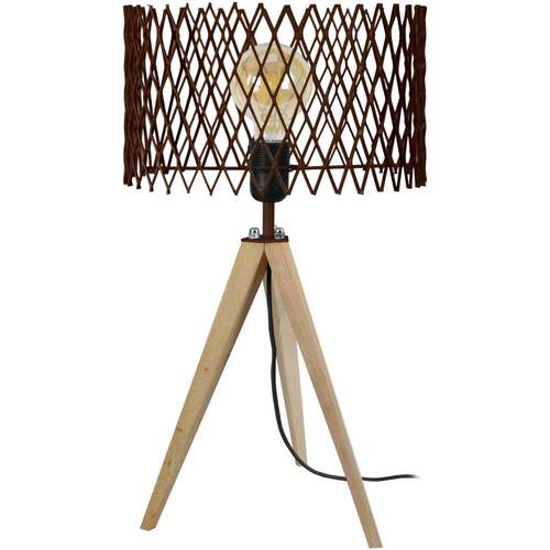 Maison & Déco Lampes de bureau Tosel Lampe de chevet trépied bois naturel et marron Beige