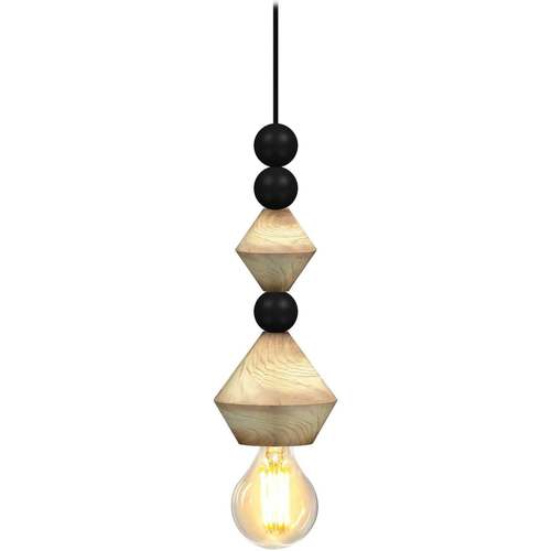 Lampe De Chevet Bras Métal Lustres / suspensions et plafonniers Tosel Suspension cylindrique bois naturel et noir Beige
