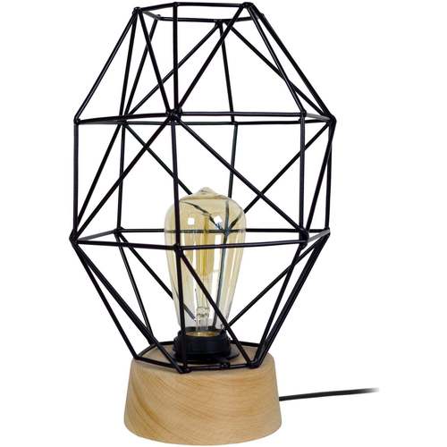 Maison & Déco Lampes de bureau Tosel Lampe de chevet géométrique bois naturel et noir Beige