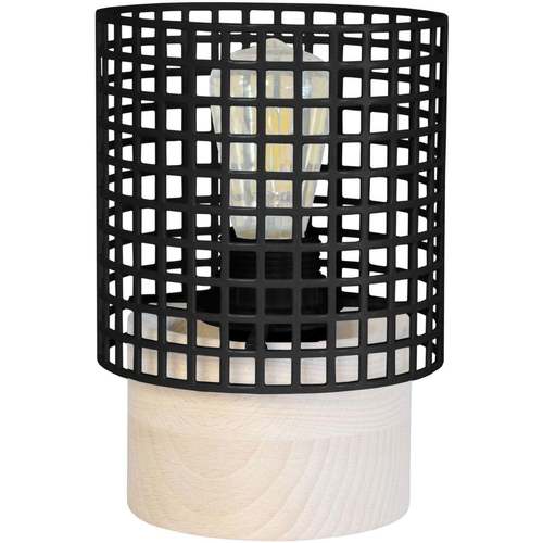 Maison & Déco Lampes de bureau Tosel Lampe de chevet cylindrique bois naturel et noir Beige