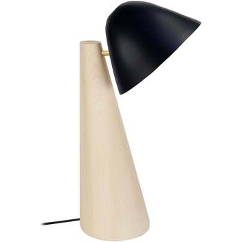 Tosel Lampe de bureau conique bois naturel et noir Beige