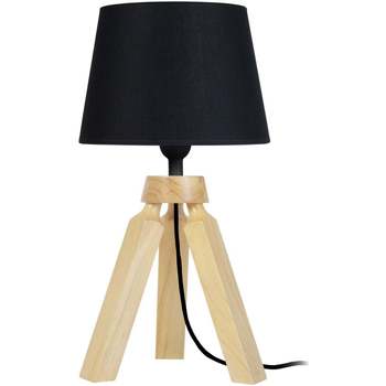 Maison & Déco Lampes de bureau Tosel Lampe de chevet trépied bois naturel et noir Beige
