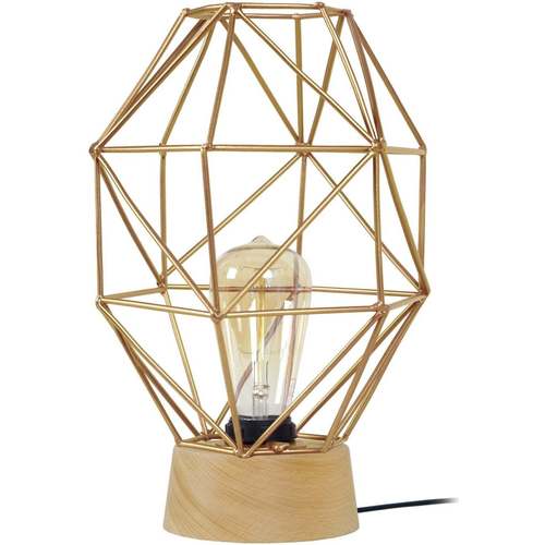 Maison & Déco Lampes de bureau Tosel Lampe de chevet géométrique bois naturel et or Beige