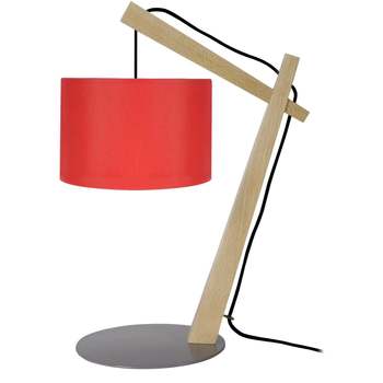 Maison & Déco Lampes de bureau Tosel Lampe de chevet arqué bois naturel et rouge Beige