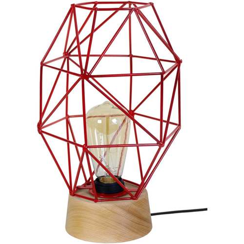 Maison & Déco Lampes de bureau Tosel Lampe de chevet géométrique bois naturel et rouge Beige