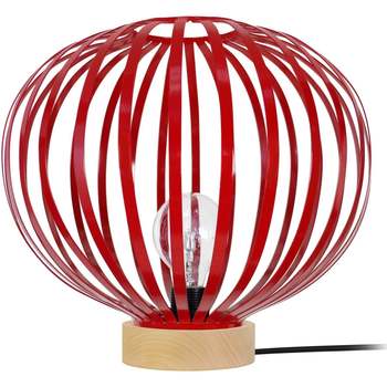 Maison & Déco Lampes de bureau Tosel Lampe a poser globe métal naturel et rouge Beige