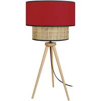 Maison & Déco Lampes de bureau Tosel Lampe a poser trépied bois naturel et rouge Beige